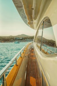 Deck of a luxury day boat in Ibiza with space for small private groups